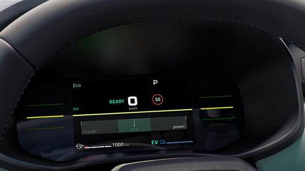 vozilo notranjost digitalni prikazovalnik s hitrostjo v eco načinu