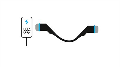ikona polnilnega kabla in vtičnice za električna vozila