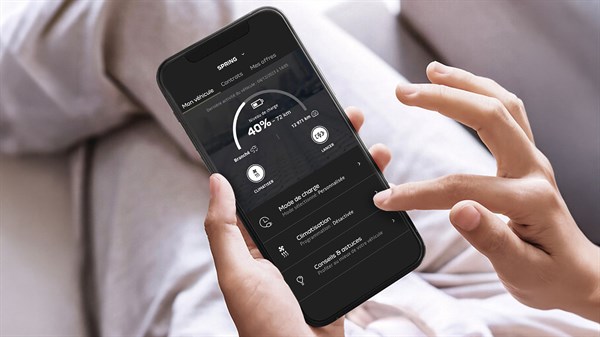 mobilna aplikacija Dacia Spring s prikazom stanja polnjenja