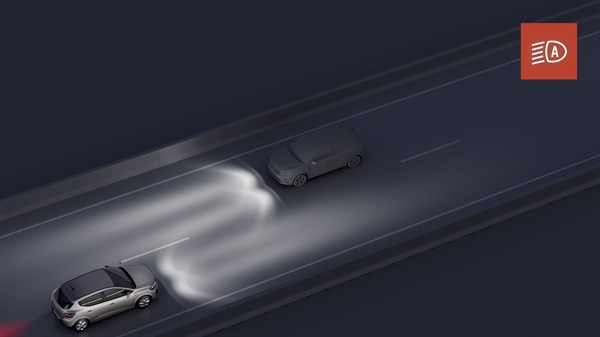 Slika prikazuje sistem za samodejno preklapljanje dolgih in kratkih luči.