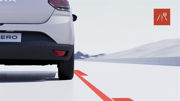 Slika prikazuje sistem za ohranjanje vozila na voznem pasu.