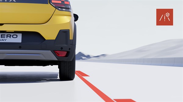Slika prikazuje varnostni sistem za ohranjanje vozila na voznem pasu.